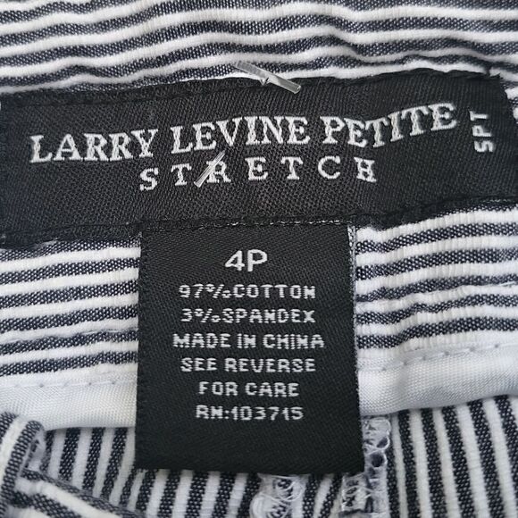 Larry Levine Petite short pants / capris blue and white vertical mini striped 4p - Picture 3 of 11